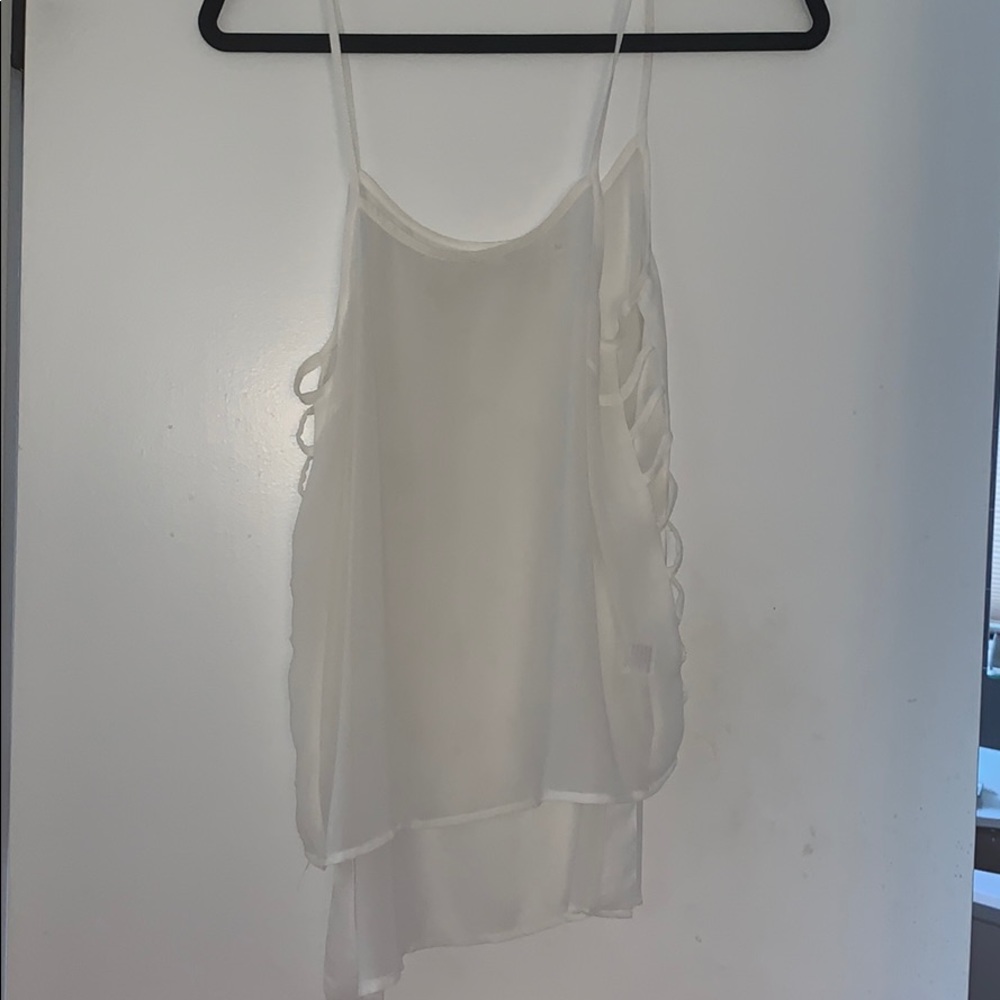 Sheet tank top with cutouts